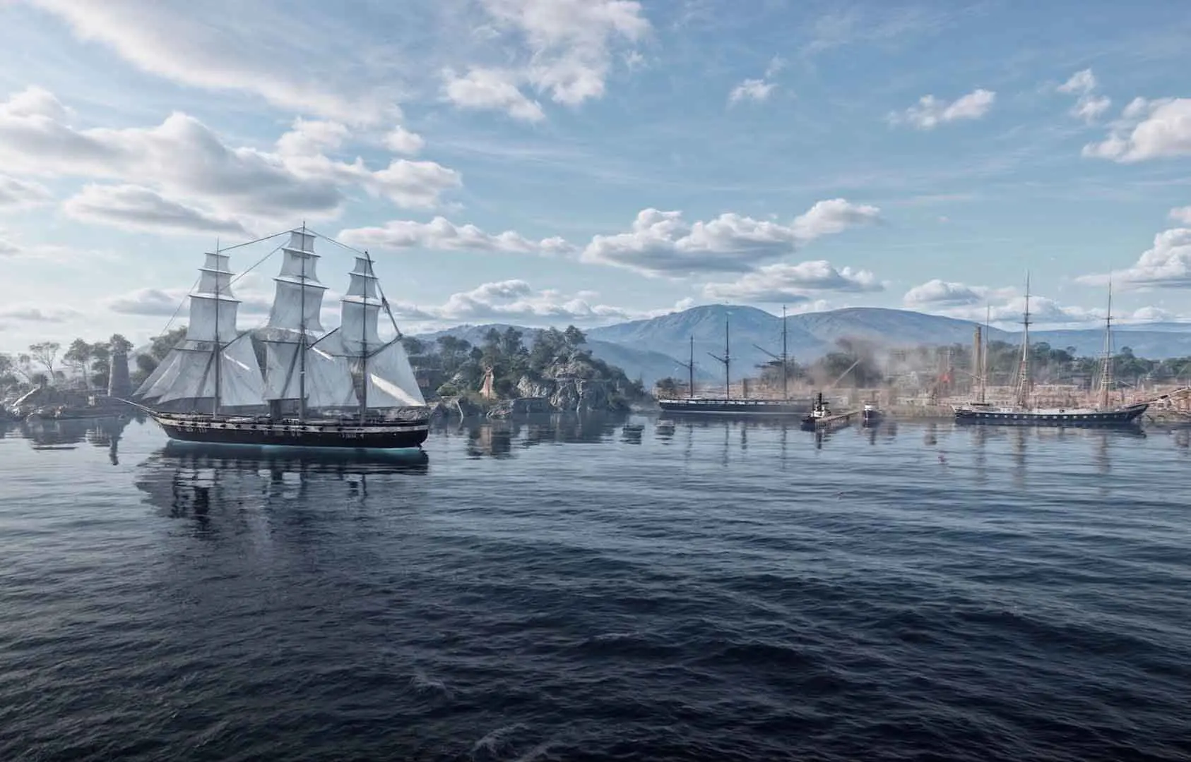 vue d'un port au 19è siècle